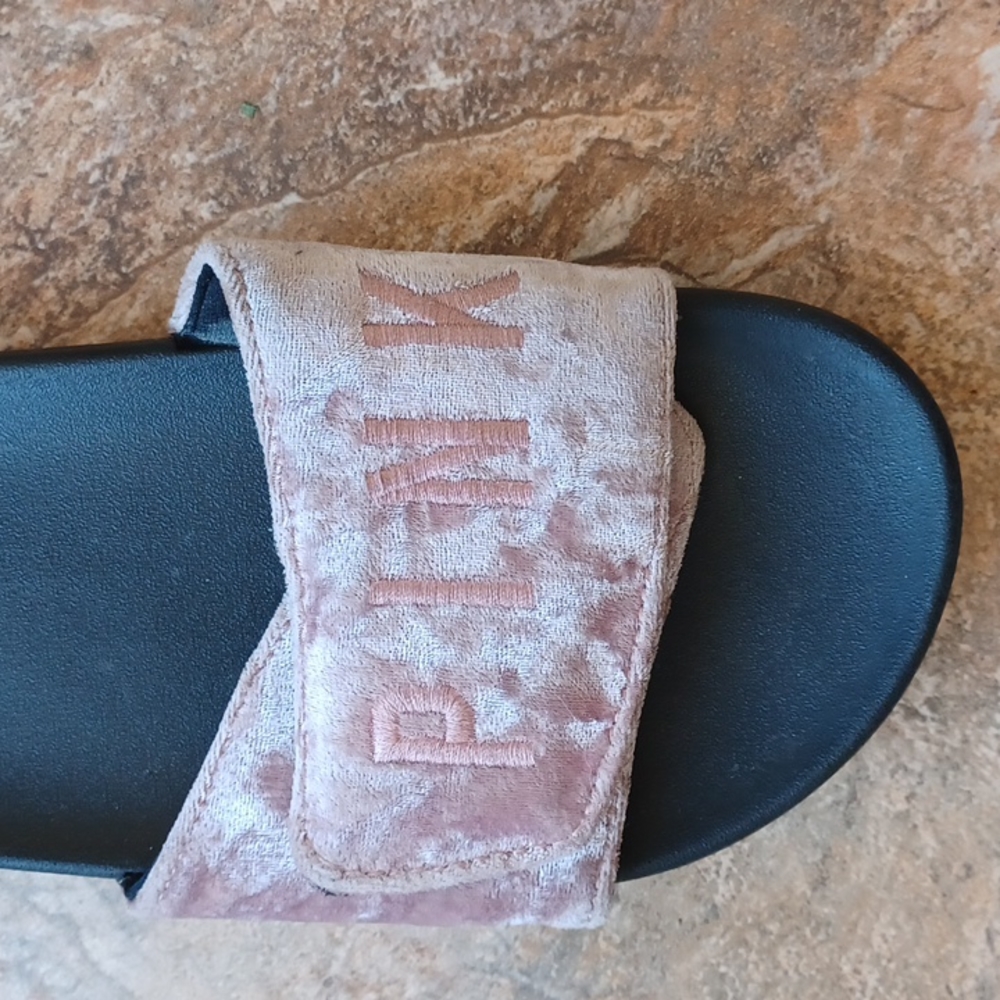 pink victoria secret velour slides 7.5 flats